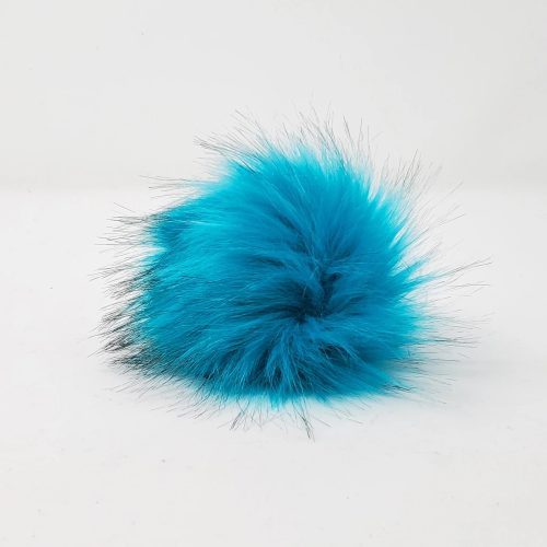 aqua blue faux fur pom poms