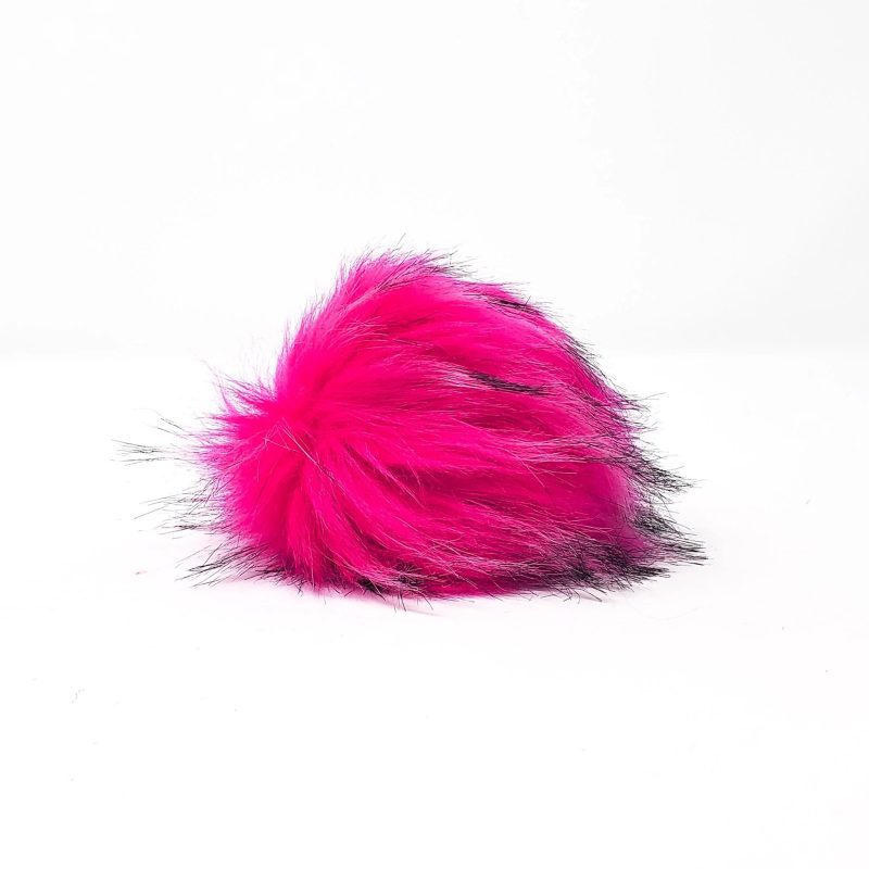 hot pink faux fur pom poms