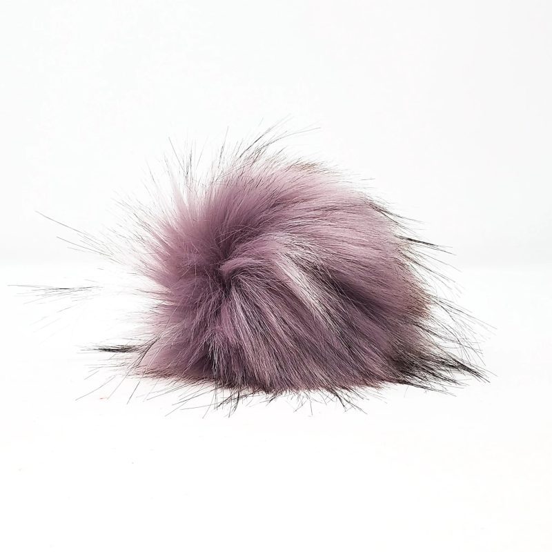 mauve faux fur pom poms