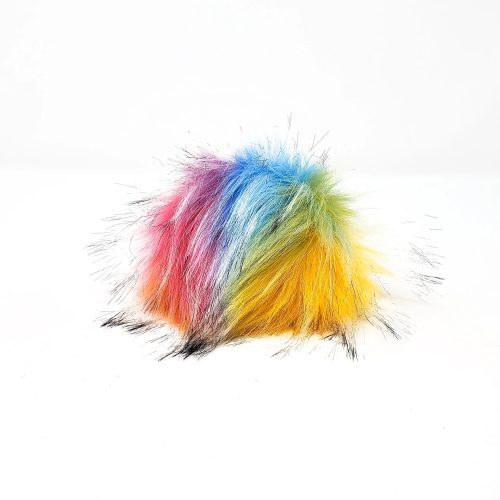 rainbow faux fur pom pom